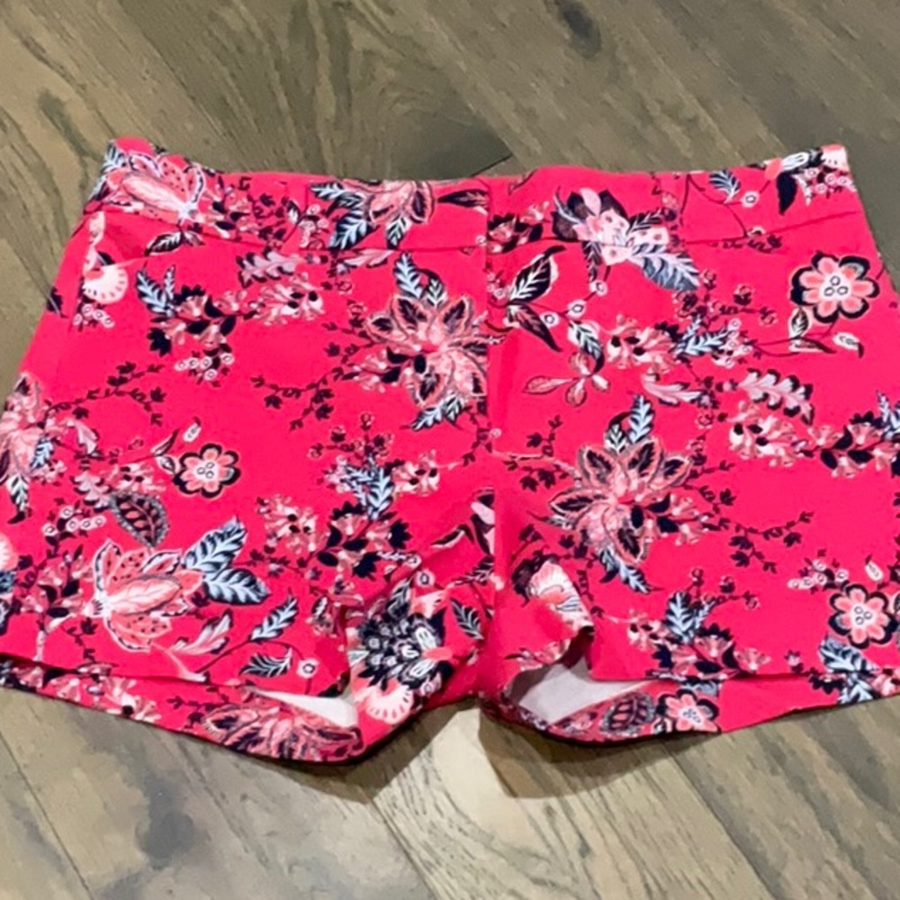 New York & Company Bright Pink Floral High-Waist Shorts